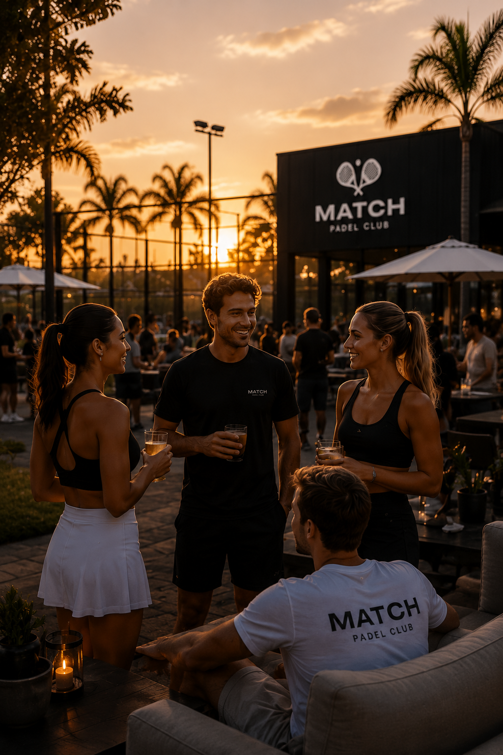 MATCH Padel Club social atmosphere — late nights at the club